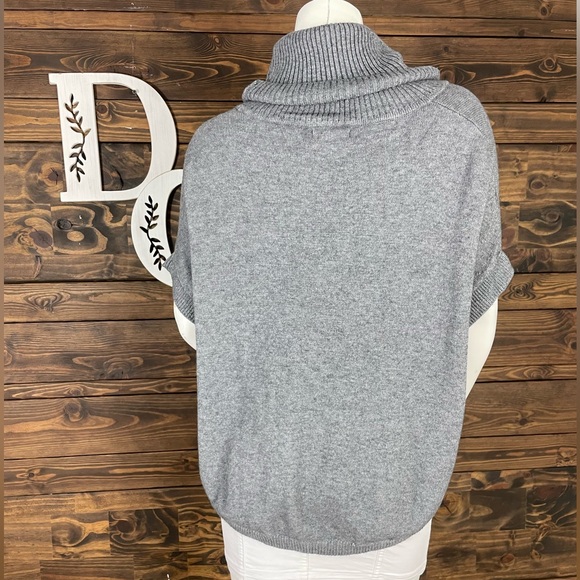 Sisters | Poncho Dolman Drape Off Shoulder Knit Ribbed Cowl Neck Sweater - Picture 10 of 12